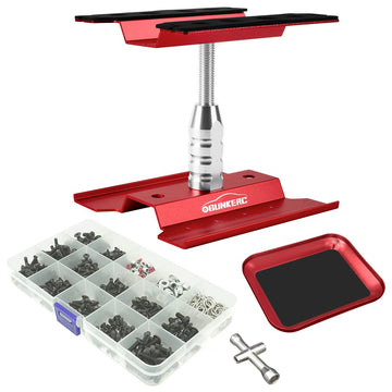 OGUNKE RC Car Repair Work Stand Repair Tool Set 360 Degree Rotation and 521 PCS RC Screws Kit (Red)