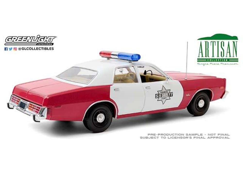 1977 Dodge Monaco ''Finchburg County Sheriff'' Burgundy And White 1/18 Diecast Model Car By Greenlight