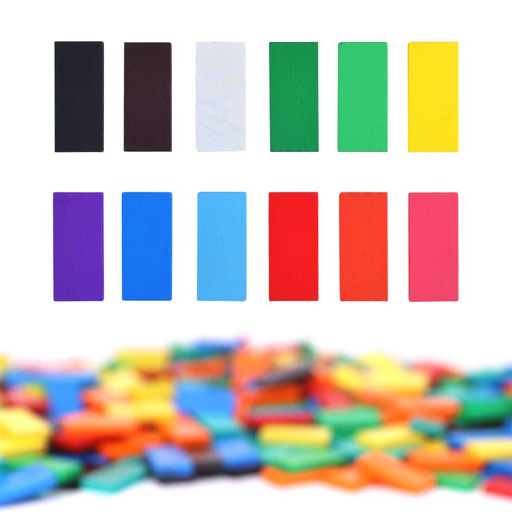 Bigotters Wooden Dominoes Blocks Set, 360 Pieces, 12 Colors, Educational Racing Game For Boys And Girls,Kids Party Favor