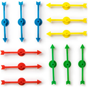 Arrow Game Spinners In 4 Rainbow Colors, 3 Arrows Per Color - Assorted Set Of 4-Inch Plastic Spinner Game Pieces For Diy Board G