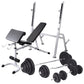 vidaXL Adjustable Workout Bench with Weight Rack, Barbell and Dumbbell Set 264.6 lb, Home Gym Equipment, Steel Construction, Cot