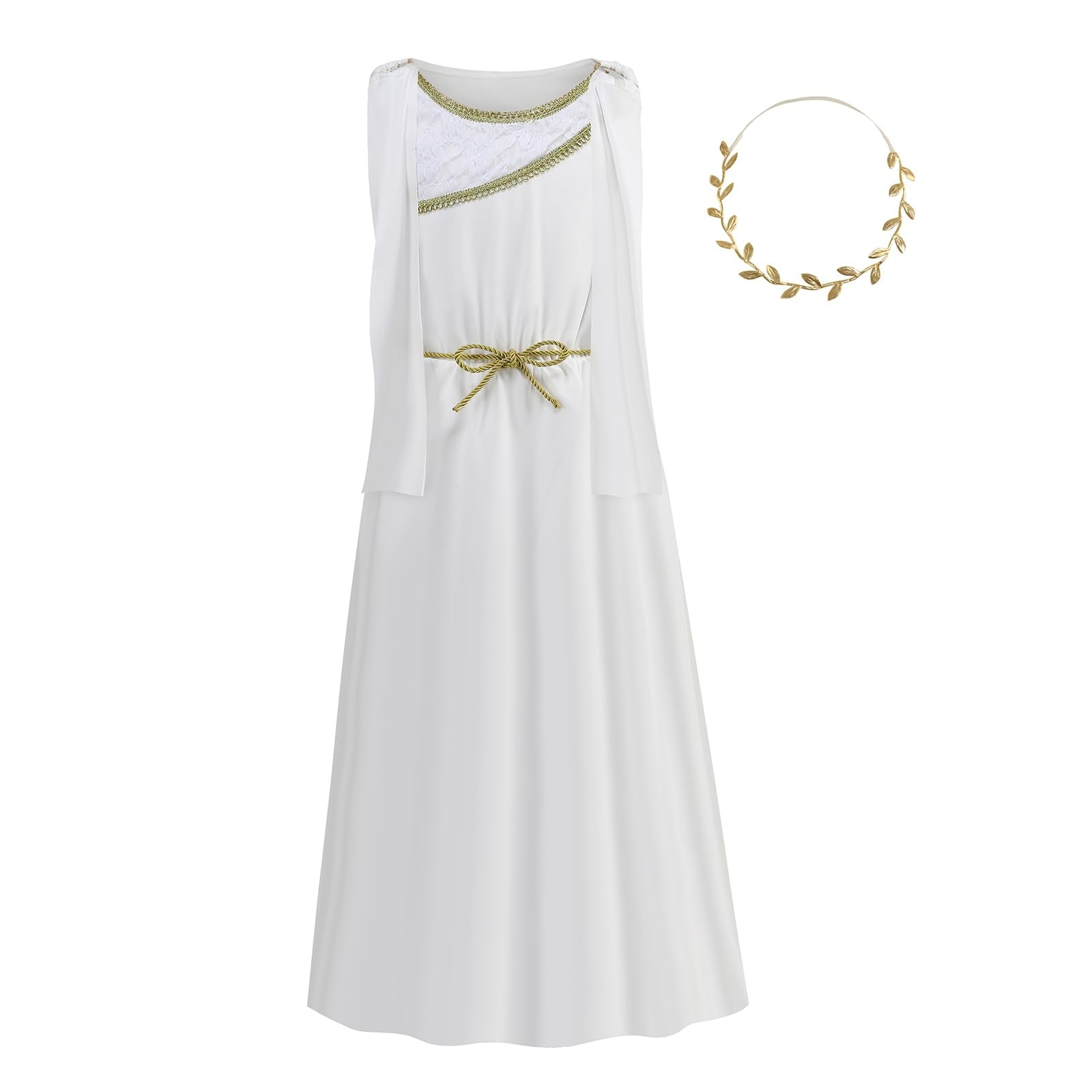 Lmyove Greek Goddess Costume Girls, Halloween Costumes For Kids Girls Athena Cosplay With Headepiece