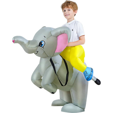 KOOY Inflatable Kids Ride On Elephant Costume - Blow Up Costume for Boy & Girl - Halloween