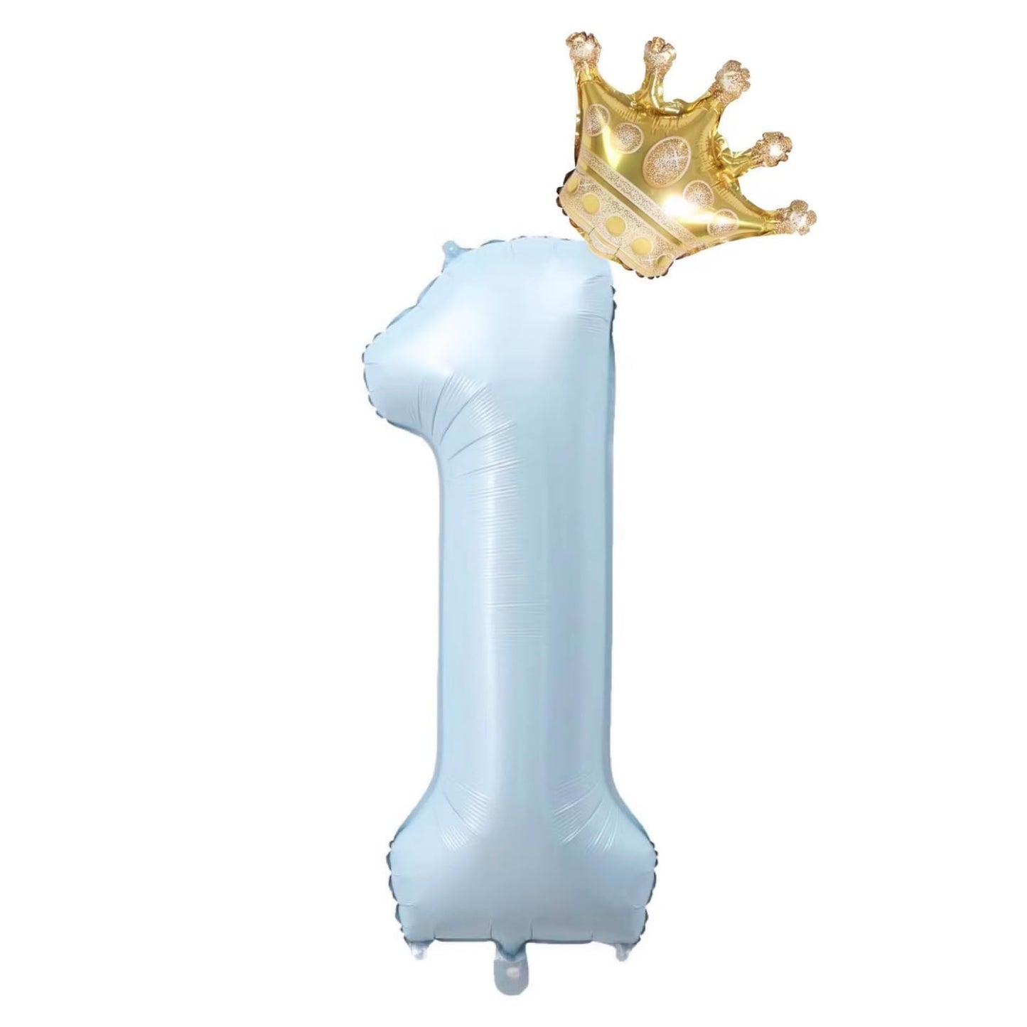 40-Inch Light Blue Number 1 Balloons With Crown, 1St Birthday Decorations For Boys Girls, Children'S Birthday Party Supplies. (L
