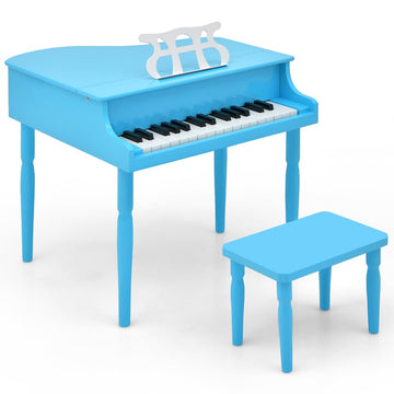 Honey Joy Classical Kids Piano, 30-Key Mini Grand Piano With Music Stand And Bench, Wooden Musical Instrument Toy With Lid & Mus