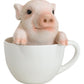 Ebros Gift Adorable Babe Pink Teacup Pig Figurine 5.25' Tall Realistic Animal Collectible Design Decor Statue With Glass Eyes Country Farm Whimsical Pigs