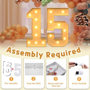 Imprsv 3Ft Light Up Numbers, Marquee Numbers 15Th Birthday Decorations For Girls Boys, Large Light Up Numbers 15Th Birthday Wome
