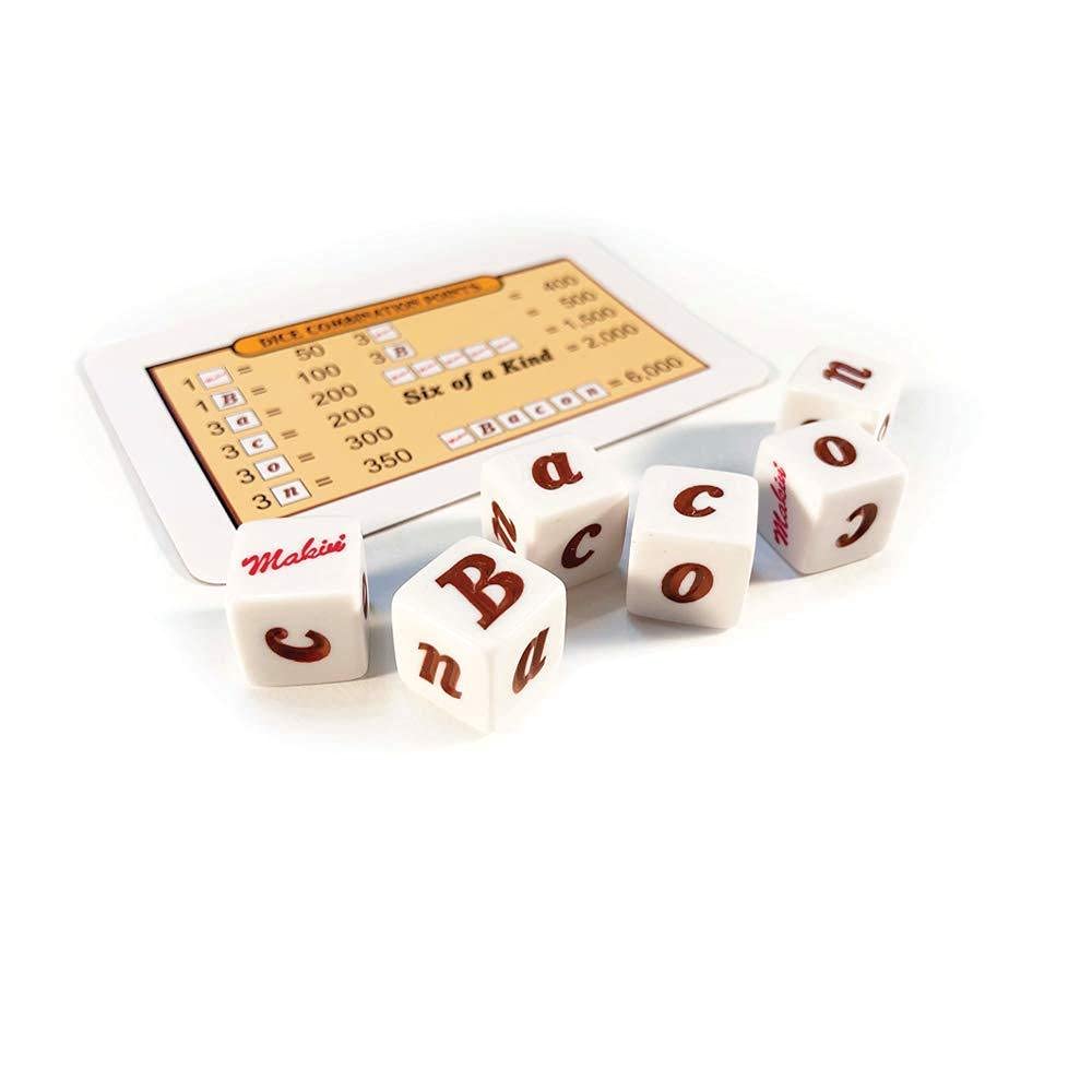 TDC Games Makin’ Bacon Dice Game - Travel Size, Yellow Plastic - Model 4001
