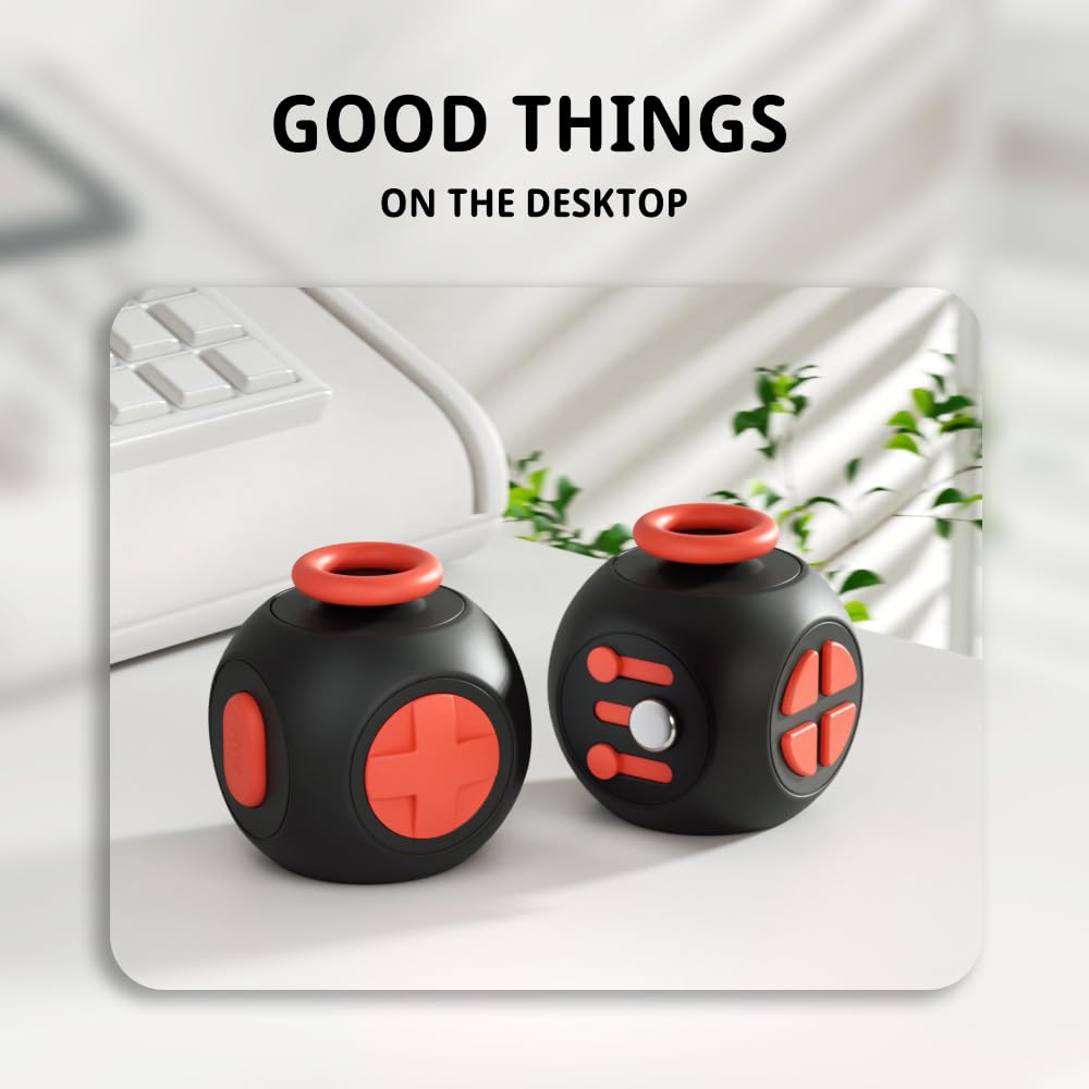 Fidget Toys Fidget Blocks Fidget Pads Stress Fidget Block Twisty Fidget Toy Cube Anxiety Toy Infinite Cube (Black Red)
