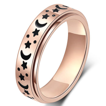 Amorartsky Spinner Ring For Women: Anxiety Ring For Women Men, Titanium Stainless Steel Spinner Ring, 5 Colors, 6Mm, Size 8, Moo