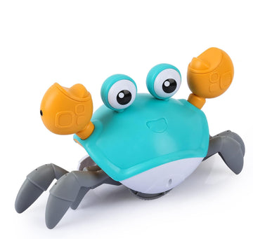 Pintreeland Crawling Crab Baby Toys With Music & Light, Tummy Time Interactive Toddler Toy Automatically Avoid Obstacles For Boys Or Girls (Blue)