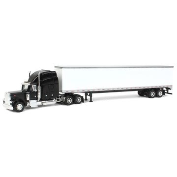 Spec Cast 1/64 Black Peterbilt 379 With Sleeper And 53' Trailer With Single Rear Door 32979