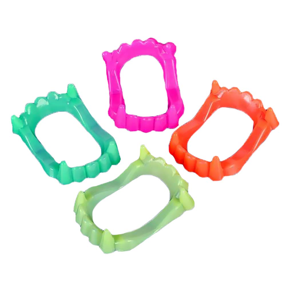 The Dreidel Company Halloween Neon Fangs Teeth, Costume, Funny Dress-Up, Pretend Play Decoration (24-Pack)