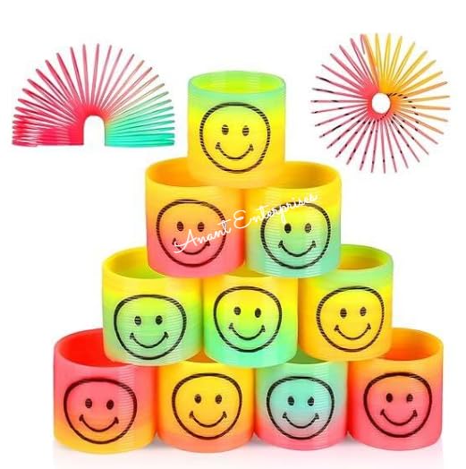 Anant Enterprises 12 Pcs Mini Rainbow Slinky Ring Toys  Spring Toy for Kids, Party Favors, Classroom Prizes, Stress Relief & Go