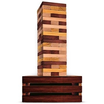 Swooc Games - Reclaimed Giant Tower (Weather Resistant) 60 Blocks + Storage Crate/Outdoor Game Table | Stacks Up To 5Ft | Outdoor Table Games For Adults