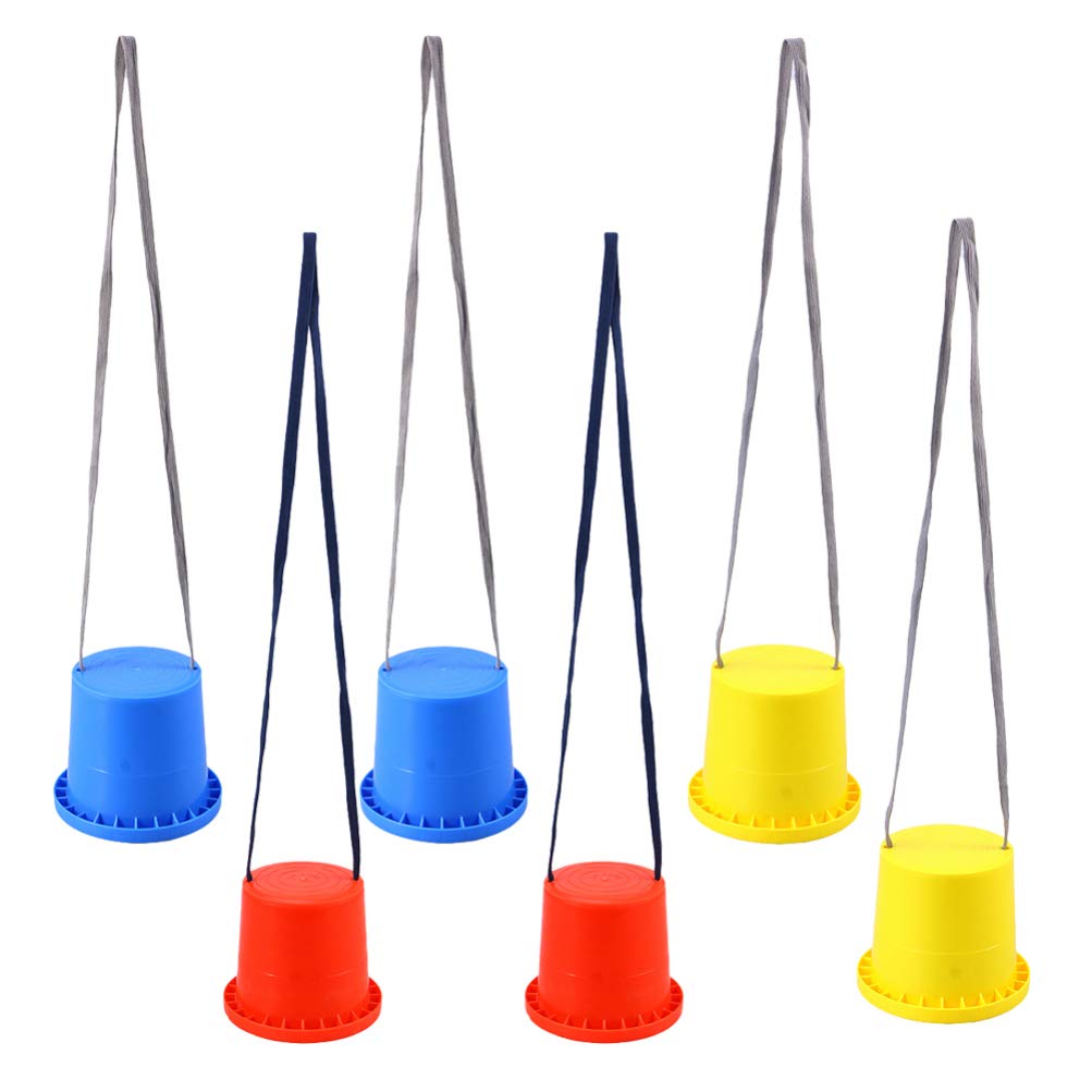 3 Pairs Bucket Stilts Plastic Walking Cups Children Kids Stepper Toy Walking Stilts Balance Buckets for Balance Training Outdoor