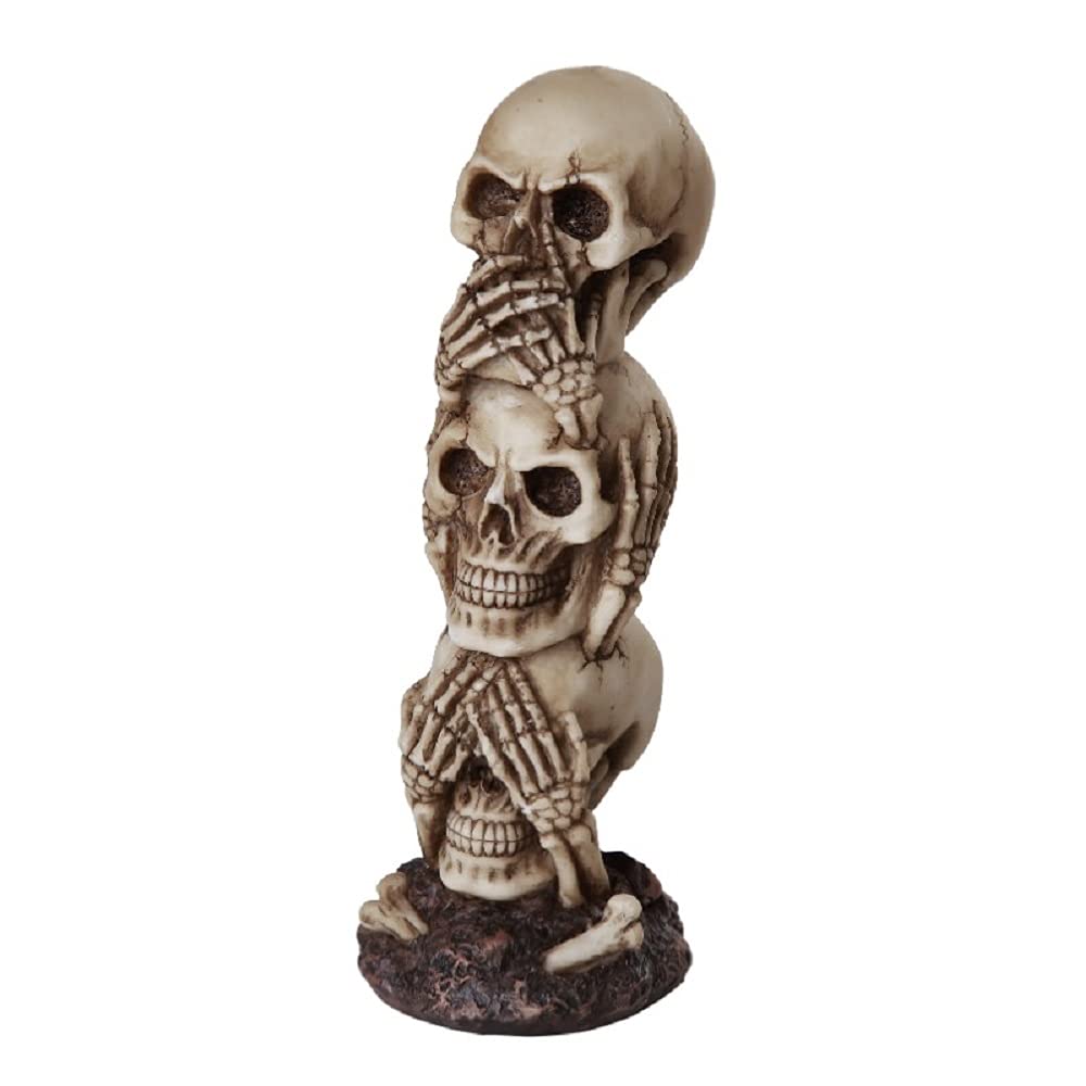 Pacific Giftware See No Evil Hear No Evil Speak No Evil Stacked Skull Figurine Tower Gothic Tabletop Decor 7.5 H