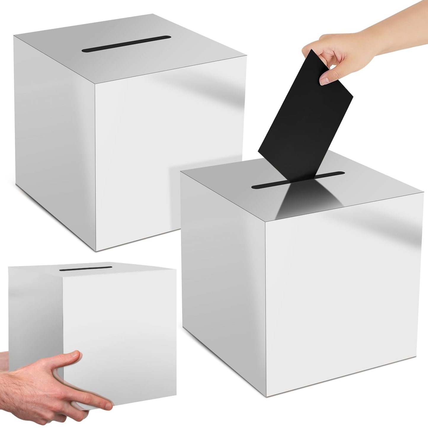 Adorox Money Box Memory Cards Reception Centerpiece Box (Sliver)