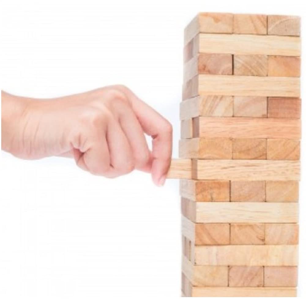 Drink Tower Wooden Block Drinking Game, Transparent/Black/White/Beige