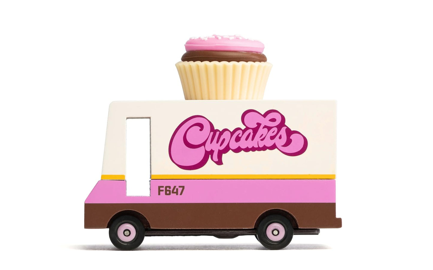 Candylab Toys CANDYCAR Wooden Food Truck Collection - Cupcake Van  enhanced Handcrafted Beech Wood Toy Car