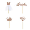 Flairs New York Bridal Wedding Decorations Banner Cake Toppers Party Props (Pack Of 4 Cup Cake Toppers, Bride Rose Gold Glitter)