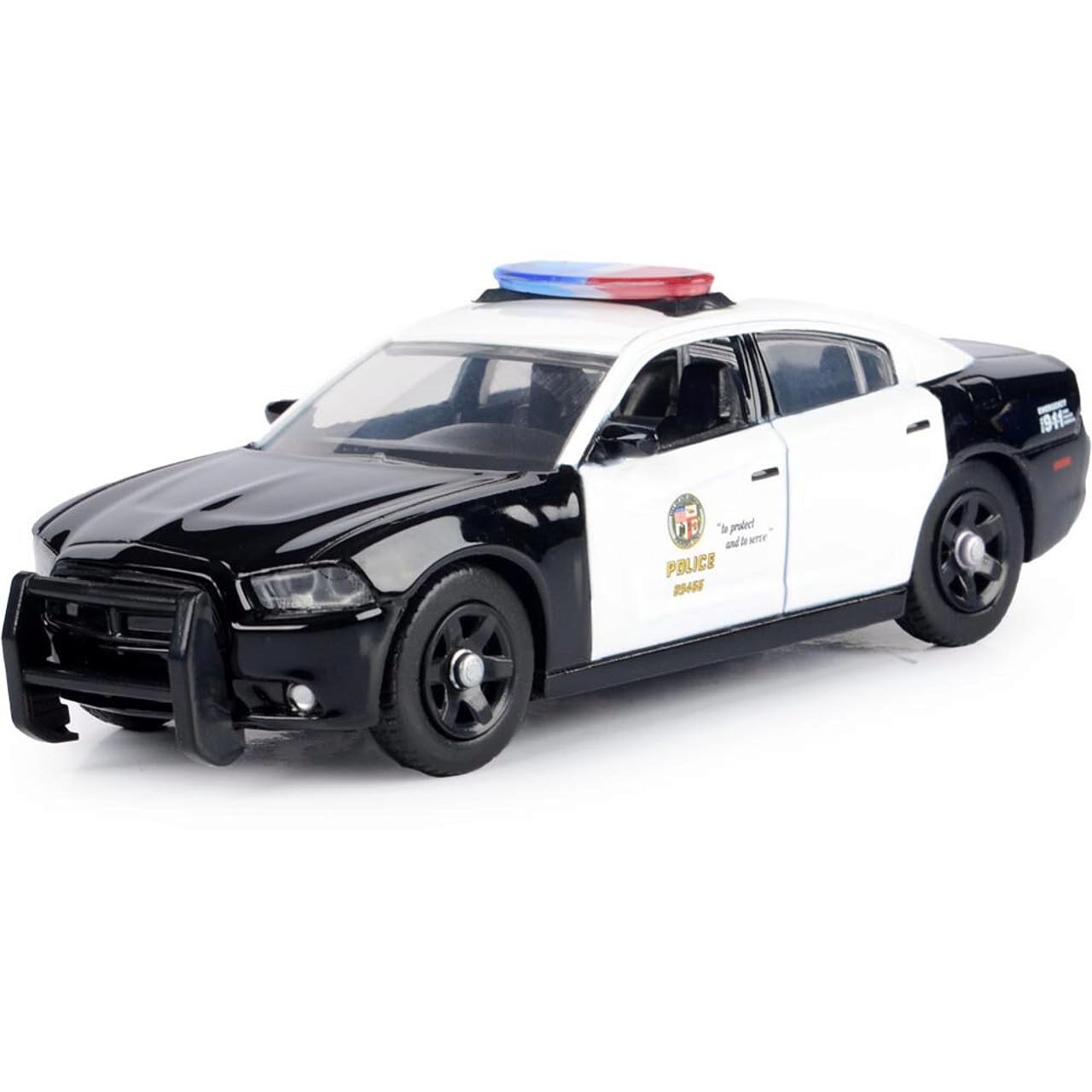 Motormax 1/43 Diecast Model Car - 2011 Charger Pursuit LAPD, Black & White, Metal