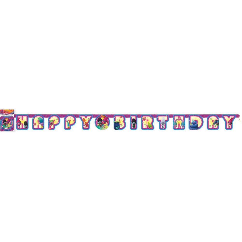 Unique DREAMWORKS Trolls Large Birthday Jointed Banner, 1 Ct., multicoloured