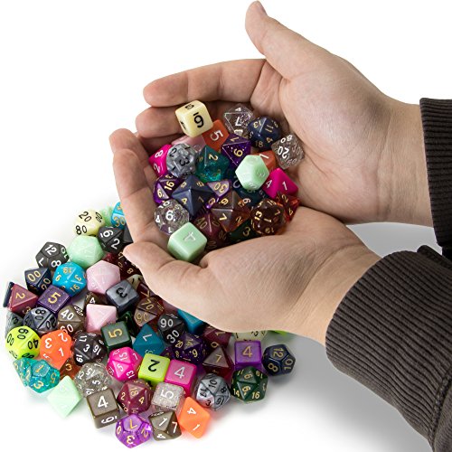 Wiz Dice Series Iii 100+ Pack Of Random Polyhedral Dice Sets, New Neon, Pearl, Translucent, Solid, And Glitter Treatments