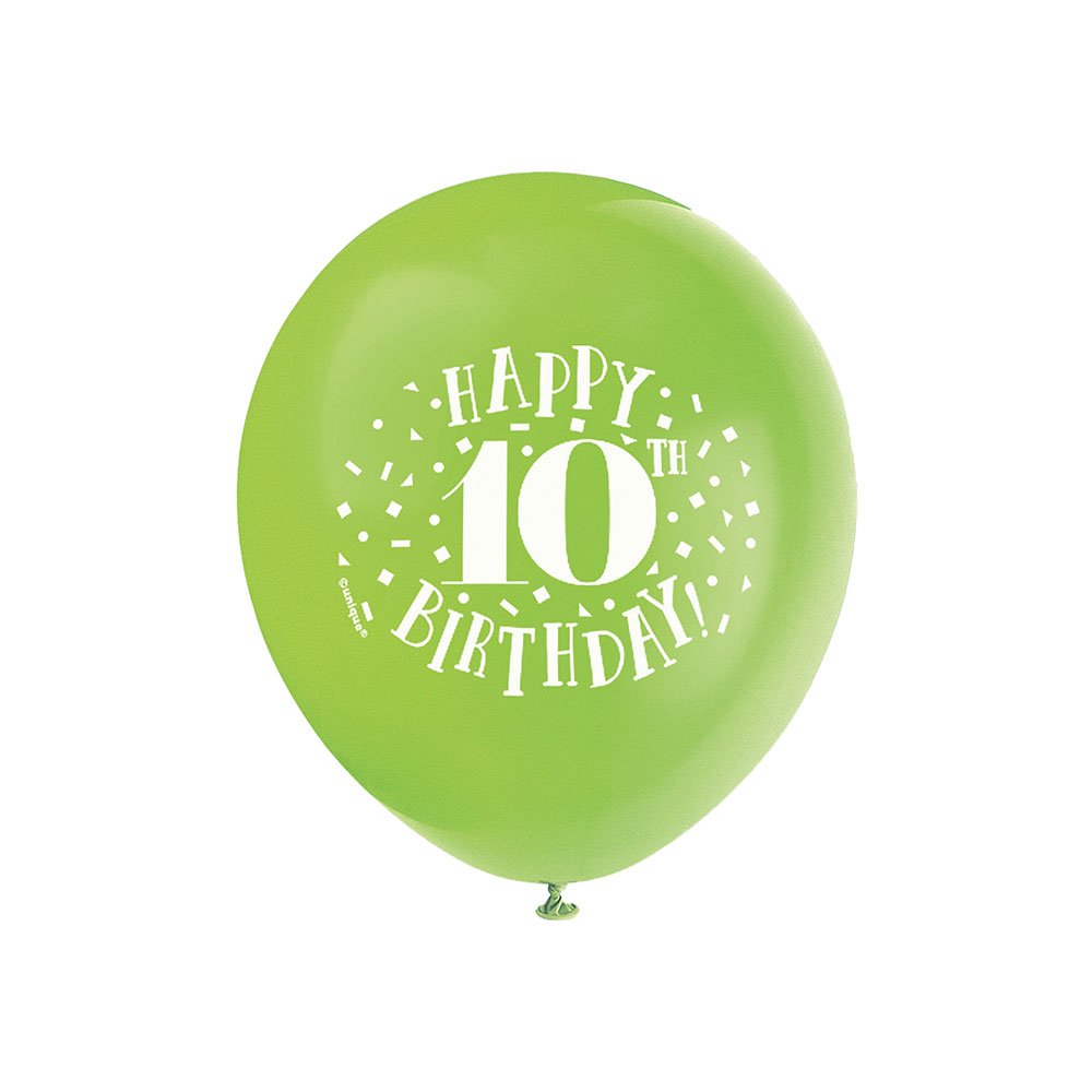 Happy 10Th Birthday Latex Balloons - 12' | Assorted Colors | 8 Pcs