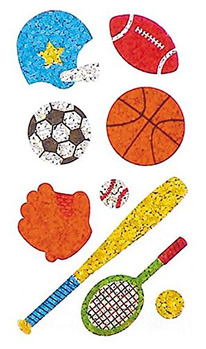 JILLSON & ROBERTS Bulk Roll Prismatic Stickers, Mini Sports (50 Repeats)