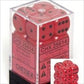Chessex Manufacturing 25614 Opaque Red with Black - 16 mm Six Sided Dice Set of 12