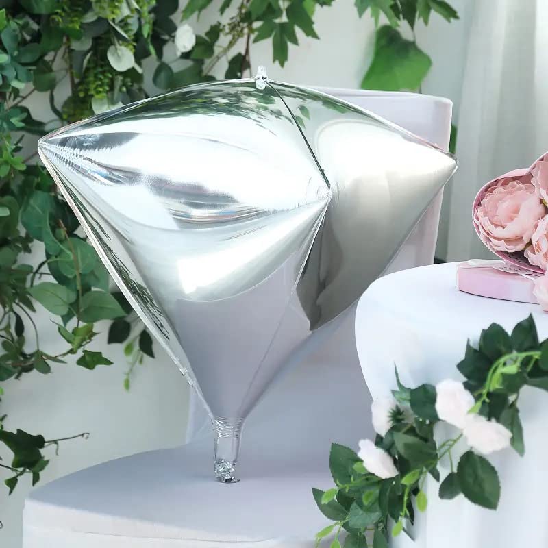 Selibration | 16 Inches 4D diamond foil balloons helium diamond balloon (Silver) For wedding bridal decorations & birthday party