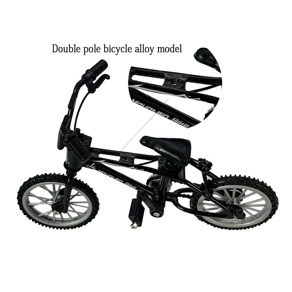 kidbeile Mini Finger Bike Toy - Alloy Mountain Bicycle Model with Tools, Movable Parts, Gift for Kids & Collectors (Black)