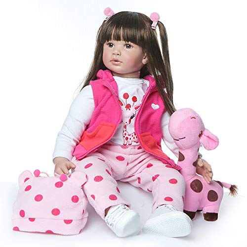 Pinky 24 Inch 61Cm Lovely Reborn Baby Girl Doll Reborn Toddler Realistic Looking Lifelike Baby Doll Vinyl Soft Silicone Babies B
