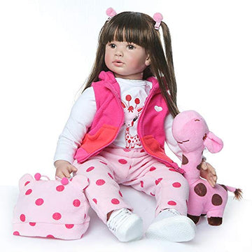 Pinky 24 Inch 61Cm Lovely Reborn Baby Girl Doll Reborn Toddler Realistic Looking Lifelike Baby Doll Vinyl Soft Silicone Babies B