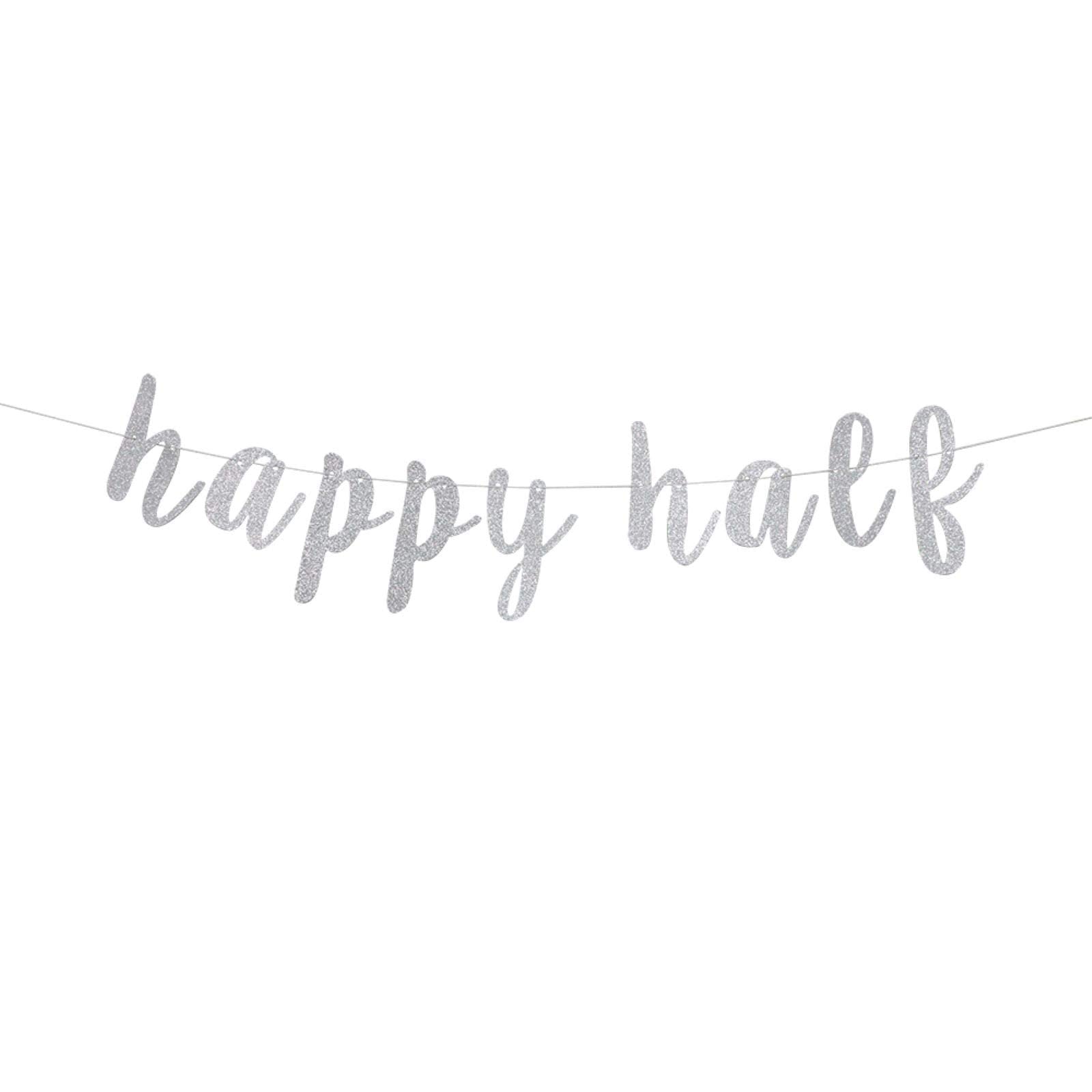 FestikoSilver Happy Half Banner, Half Year Anniversary/BabyS Half Year Old Birthday Party Decorations