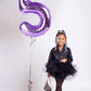 40 Inch Number 7 Balloon, Jumbo Seven Purple Lavender Birthday Decorations, 7 17 27 70 Year Old Balloon, Mylar Foil Balloon Numb