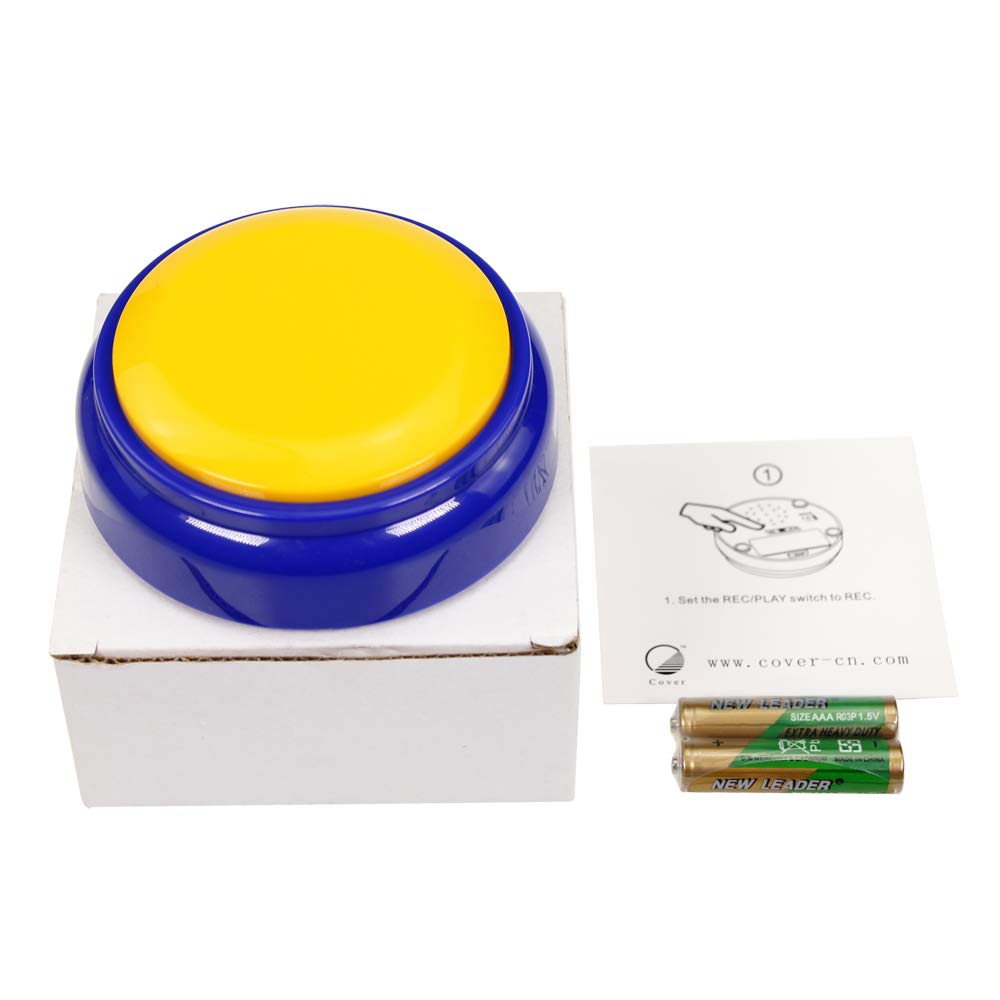 Recorder Button 30 Second, Recordable Talking Button, Record Sound Button For Gift Education Includes 2 Aaa Batteries(Yellow+Blu