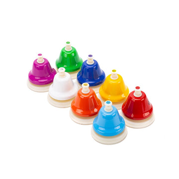 Celemoon Desk Bells For Kids - 8 Note Colorful Metal Handbells Set With Handle - Educational Teaching And Learning Kids Instruments - Musical Toys For Children Toddler Baby