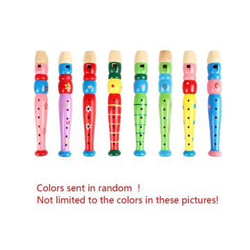 Tovip 2Pcs Wooden Kid Flute Musical Instrument Early Education Develop Recorder Woodwind Musical Educational Toy For Children (R