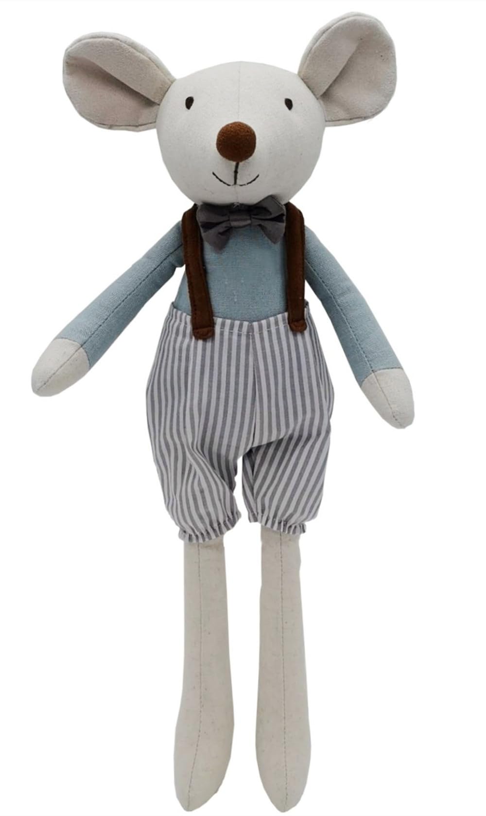 Mikee Fluffie Stuffed Animal Mouse - 15.7" Gray Plush Rat with Backpack Pants - Cute Gift for Girls, Birthday & Easter