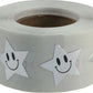 Metallic Silver Happy Face Star Shape Stickers 0.75 Inch 500 Adhesive Labels