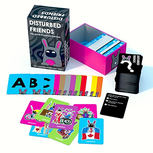 Disturbed Friends | A Party Game for Friends | Ideal for 4 Players | Fun mature-themed Game  Black and Pink