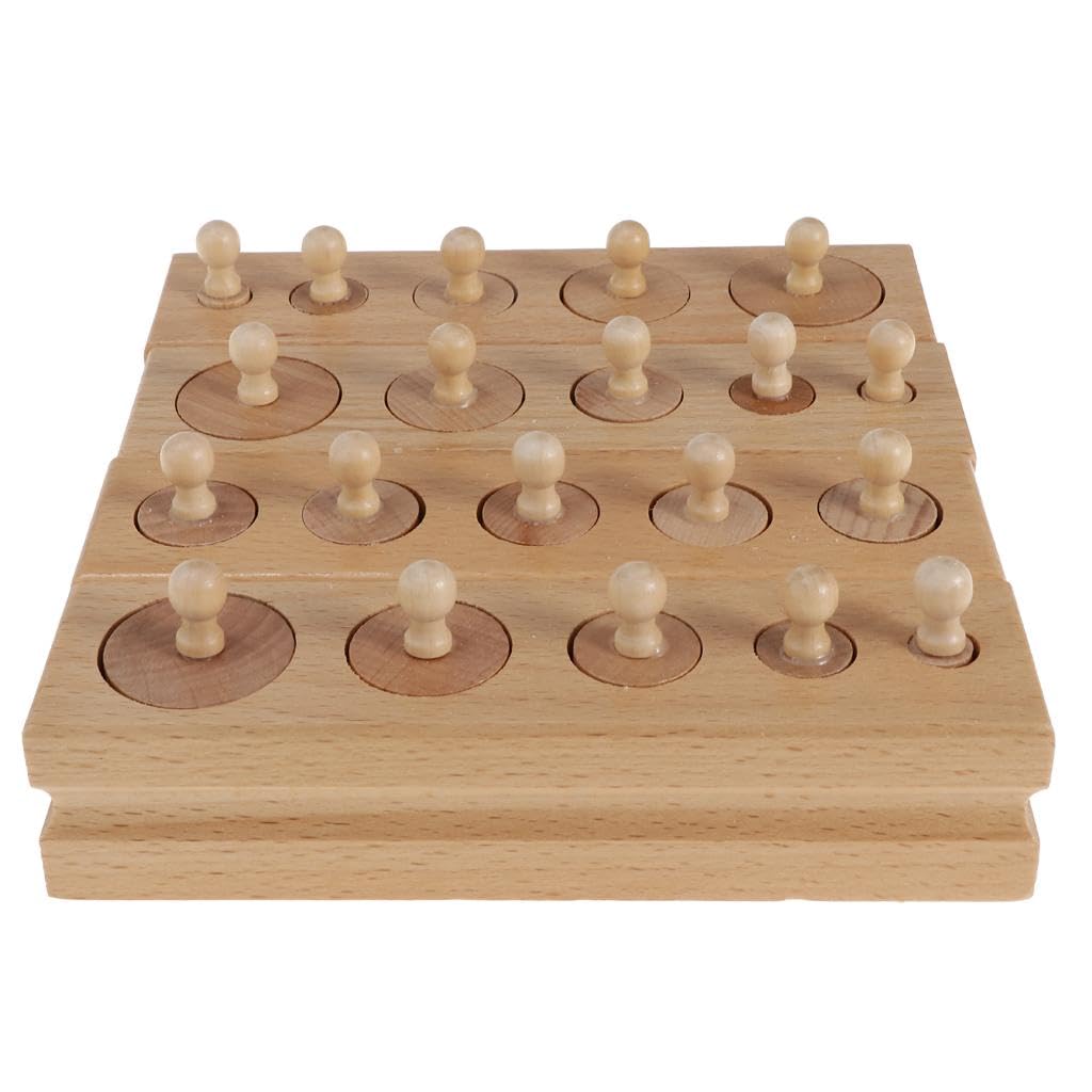Artisoul 2X Set Of 4 Beechwood Montessori Knobbed Cylinder Blocks Family Game Wooden Toy | Toys & Hobbies | Preschool Toys & Pre