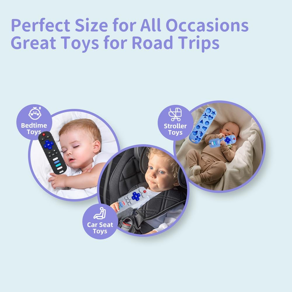 Baby Teether Toy, Tv Remote Control Shape Teething Baby Toys For Infants, Baby Chew Remote Teether Toys For Babies 3-24 Months,Bpa Free(Black)