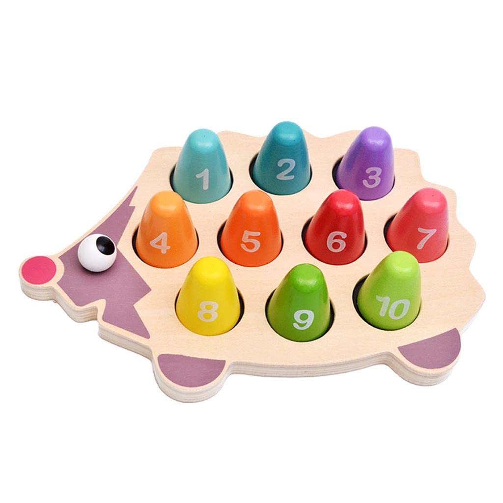 Atorse Hedgehog Number Matching Playset Kids Wooden Educational Montessori Toys