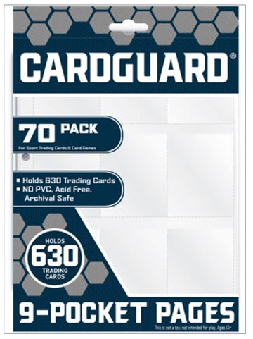 Cardguard 9-Pocket Pages, 70 Count,Clear
