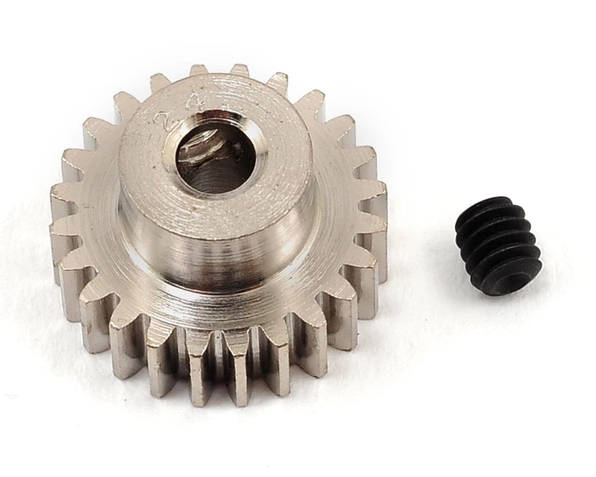 Robinson Racing 1024 Hard Nickel Plated Steel Motor Pinion Gear, 1/8'' Bore, 48 Pitch, 24 Tooth