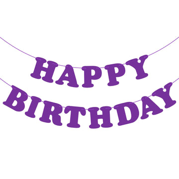 Purple Happy Birthday Banner Sign Happy Birthday Bunting Banner Flag Garland For Kids Boys Girls Baby Birthday Party Decorations Supplies