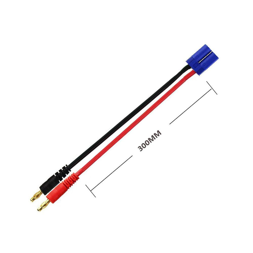 FLY RC 2pcs EC5 Male Connector to 4.0mm Banana Male Plug Lipo Battery Balance Charging Cable 30cm Silicone Wire Charger Cable Ad